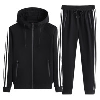 三极 TP6345 大码春秋棉运动连帽套装 束脚