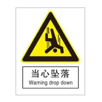 当心坠落国标GB中英文安全标识牌