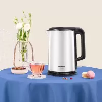 松下(Panasonic) 电热水壶 家用烧水壶自动断电开水壶304不锈钢食品级内胆防烫热水壶白色