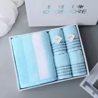金号(KING SHORE) 真礼蓝条毛巾一浴四毛礼盒装-ZL1701-B2