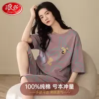 浪莎(LangSha)女士睡衣女纯棉春夏季短袖短裤圆领休闲风甜美可外穿家居服套装 潮流涂鸦 XXL