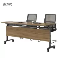 鑫力虎折叠培训桌简约双人桌子带轮双层会议桌长1600mm宽500mm高750mm不含椅