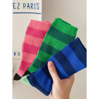 韩版袜子女中筒袜撞色ins潮秋季纯棉双针堆堆袜长袜树莓粉网红款 10双装颜色随机