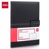 得力(deli)3344皮面本 单包插芯-16K-250mm*175mm/120张荔枝纹磁扣记事本 黑色