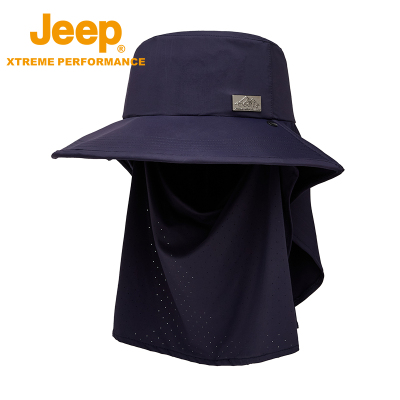 Jeep吉普夏季新款全方位防晒遮阳渔夫帽防紫外线透气吸湿大帽檐