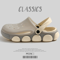 踩屎感洞洞鞋男款新款厚底防滑沙滩包头半凉拖鞋男士外穿