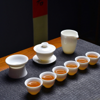 羊脂玉白瓷茶具套盖碗茶杯装功夫茶具整套