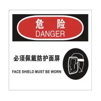 安全标示 危险必须佩戴防护面屏
