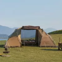 牧高笛 户外精致露营2室1厅大空间帐篷铝杆双开门帐篷NX21561032暖沙色世家4牛津版