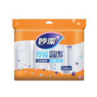 妙洁 一次性杯子 240ml*100只 塑料中号 单位:包