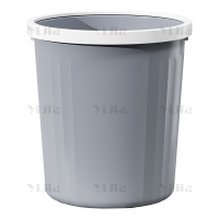 翌嘉 塑料压圈垃圾篓客厅大容量无盖大口径垃圾桶 灰色小号8L