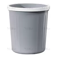 翌嘉 塑料压圈垃圾篓客厅大容量无盖大口径垃圾桶 灰色小号8L