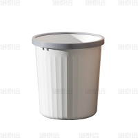 洛泰远 塑料压圈垃圾篓客厅大容量无盖大口径垃圾桶 白色大号12L