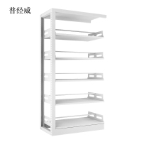 普经威图书馆书架阅览室货架资料档案架钢制书架双面五层副架