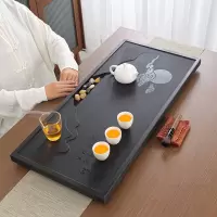 四美堂乌金石茶盘茶托整块茶具套装家用大小号石头茶台茶盘