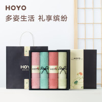 HOYO 臻品长绒棉毛巾四件套礼盒装 7151颜色随机