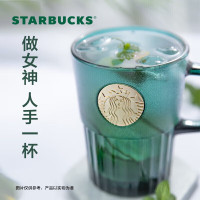 星巴克VIA 墨绿色女神 铭牌玻璃马克杯400ml