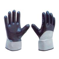 安全口针织绒布丁腈半浸手套