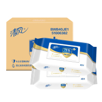 清风 湿巾清风酒精湿巾家庭装40片装*4 整箱