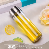 希诺(HEENOOR)双层PC塑料杯带盖 本色 XN-8109 405ML