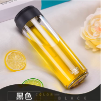 希诺(HEENOOR)双层PC塑料杯带盖 黑蓝 XN-8109 405ML