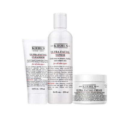 科颜氏(Kiehl's)高保湿三件套(高保湿水250ml 洁面啫喱150ml 高保湿面霜125ml)