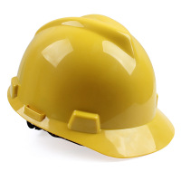 安全帽国标材质高强度ABS V型 黄色旋钮式内衬安全帽免费印字 单位 顶