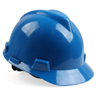 安全帽国标材质高强度ABS V型 蓝色旋钮式内衬安全帽免费印字 单位 顶