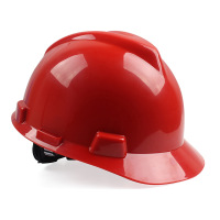 安全帽国标材质高强度ABS V型 红色旋钮式内衬安全帽免费印字 单位 顶