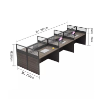 迅迈 六人位367*122*110cm 职员办公桌 现代工位 员工桌屏风 卡位卡座