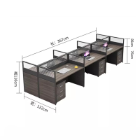 迅迈 六人位(带柜)367*122*110cm 职员办公桌 现代工位 员工桌屏风 卡位卡座