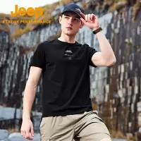 Jeep吉普索罗娜户外凉感T恤男情侣款印花短袖亲肤透气运动衫