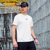 Jeep吉普莱卡弹力速干T恤男户外凉感透气短袖无缝跑步旅行半袖夏