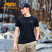 Jeep吉普男士速干衣夏季薄款upf50+凉感透气短袖户外运动跑步上衣