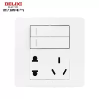 德力西电气(DELIXI ELECTRIC)开关插座面板 CD210系列 基础款 二开双控+五孔-12只/盒