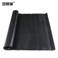 安赛瑞 橡胶防滑地垫 1m×10m×5mm 仓库车间走廊厨房橡胶防滑耐油地垫 黑色圆点款(单位:卷)