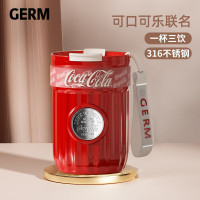 格沵 可口可乐咖啡保温杯女士高颜值吸管水杯便携随行杯子400ML可乐红
