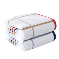 洁丽雅 浴巾 长绒棉家用洗澡柔软吸水浴巾6918(140*70cm)390g 蓝/棕随机