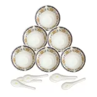康宁餐具(Corelle Brands)冰萃玲珑彭巴杜夫人餐具12件套(5寸饭碗*6+小勺子*6)
