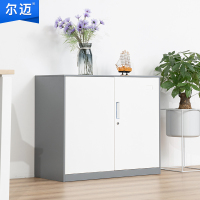 尔迈 文件柜带锁档案柜储物柜子员工铁皮办公柜灰白套色 760铁门矮柜