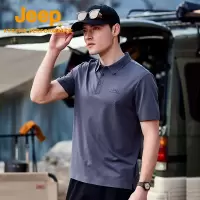 [莫代尔]Jeep吉普速干T恤男无缝袖口翻领POLO衫轻弹透气短袖