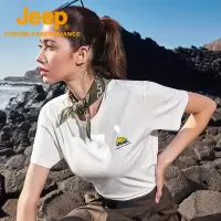 Jeep吉普户外索罗娜凉感快干t恤女亲肤弹力圆领短袖休闲运动衫情侣