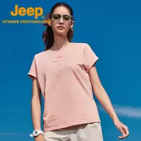 Jeep吉普索罗娜户外凉感T恤男情侣款印花短袖亲肤透气运动衫