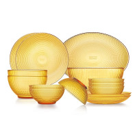 康宁VISIONS琥珀色餐具晶莹系列14件组(S)