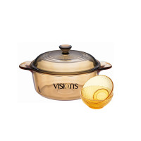 康宁(VISIONS) 晶彩透明锅煮锅汤锅visions晶莹系列锅具套装 1.25L晶彩锅+2个晶莹碗(S)