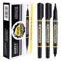 宝克(baoke) MP2906 12支/盒 黑色 小双头水性速干勾线笔 美术绘画勾线用笔