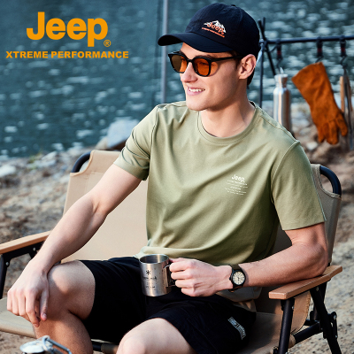 Jeep吉普新款圆领短袖T恤男士户外亲肤透气速干T锻炼塑形休闲衣