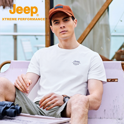 Jeep吉普2024春夏新型UPF50+防晒速干T恤新款速干T恤男士户外圆领透气短袖防晒运动上衣