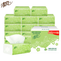 清风 淡绿花柔韧抽纸[200抽*20包]2层整箱抽取式面纸巾卫生纸餐巾箱装 母婴可用