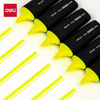 得力(deli)黄色荧光笔考试复习划重点醒目标记笔 S600 物流办公学生通用水性记号笔 手账绘画可用10支